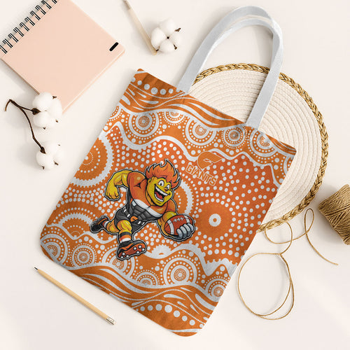 Greater Western Sydney Giants Tote Bag Aboriginal Dot Pattern - Football Mascot Heritage Pride