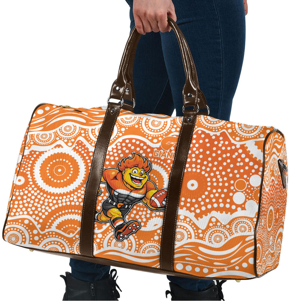 Greater Western Sydney Giants Travel Bag Aboriginal Dot Pattern - Football Mascot Heritage Pride