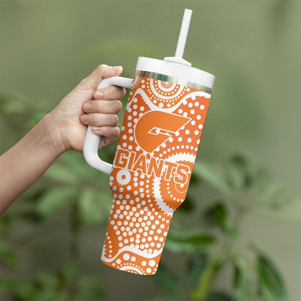 Greater Western Sydney Giants Tumbler With Handle Aboriginal Dot Pattern - Football Mascot Heritage Pride