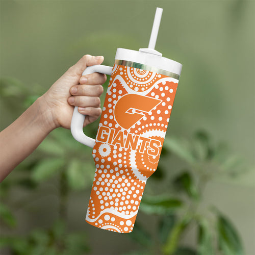 Greater Western Sydney Giants Tumbler With Handle Aboriginal Dot Pattern - Football Mascot Heritage Pride
