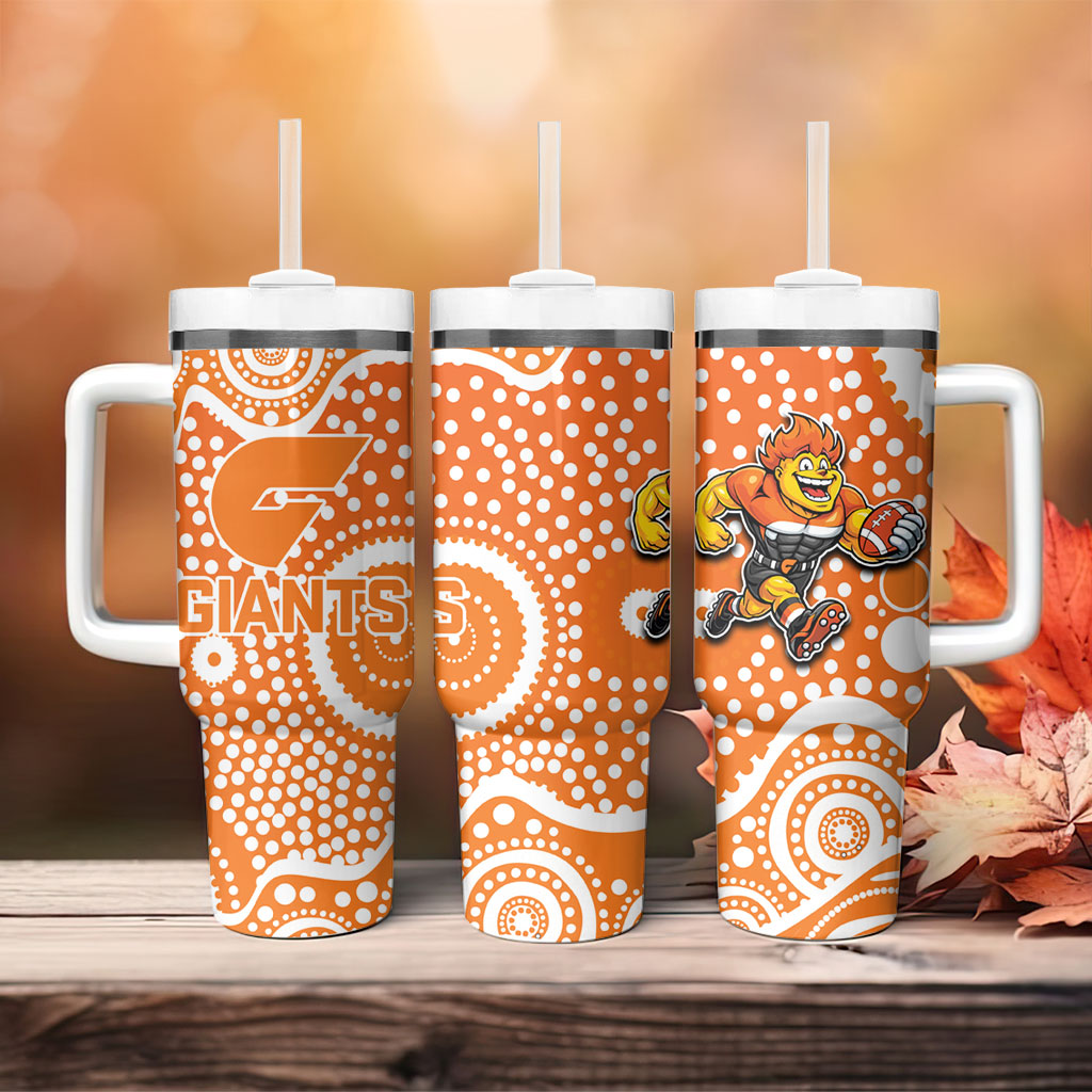 Greater Western Sydney Giants Tumbler With Handle Aboriginal Dot Pattern - Football Mascot Heritage Pride
