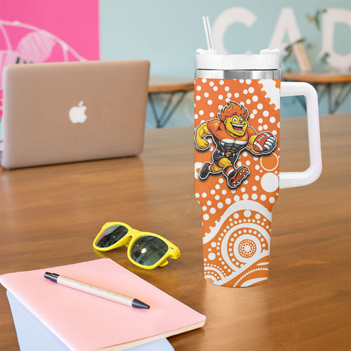 Greater Western Sydney Giants Tumbler With Handle Aboriginal Dot Pattern - Football Mascot Heritage Pride