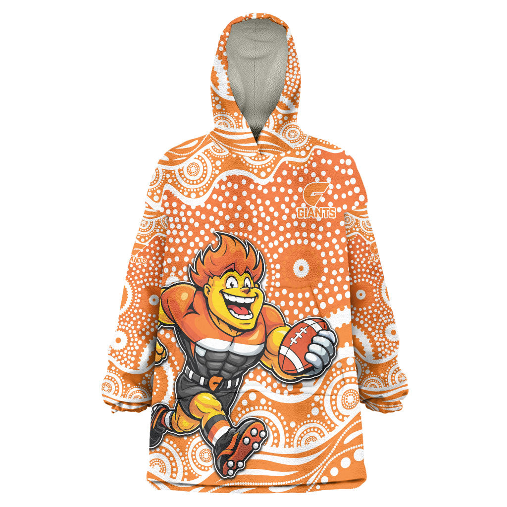 Greater Western Sydney Giants Wearable Blanket Hoodie Aboriginal Dot Pattern - Football Mascot Heritage Pride