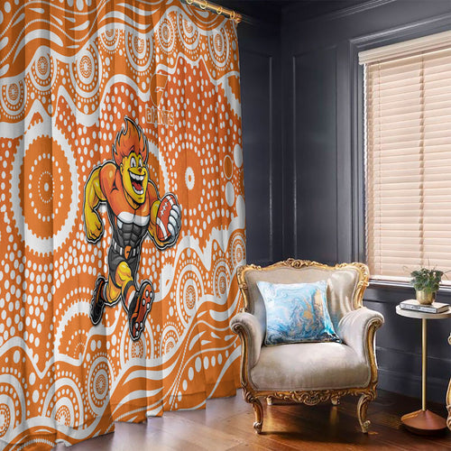 Greater Western Sydney Giants Window Curtain Aboriginal Dot Pattern - Football Mascot Heritage Pride