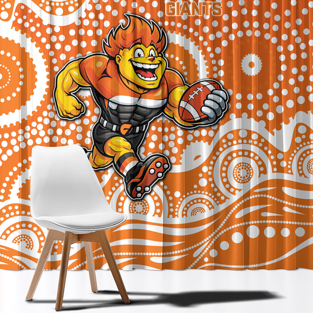 Greater Western Sydney Giants Window Curtain Aboriginal Dot Pattern - Football Mascot Heritage Pride