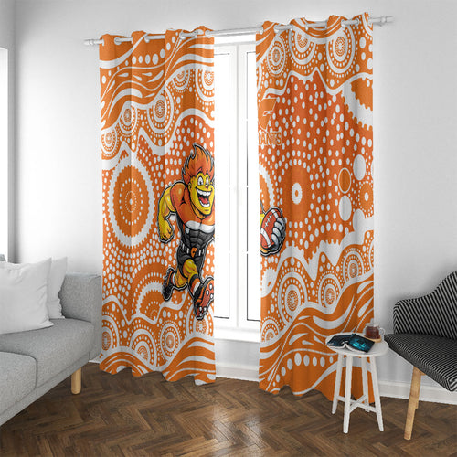 Greater Western Sydney Giants Window Curtain Aboriginal Dot Pattern - Football Mascot Heritage Pride