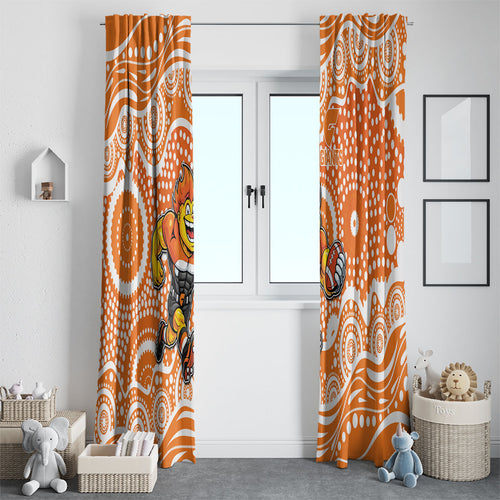 Greater Western Sydney Giants Window Curtain Aboriginal Dot Pattern - Football Mascot Heritage Pride