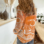 Greater Western Sydney Giants Women Casual Shirt Aboriginal Dot Pattern - Football Mascot Heritage Pride