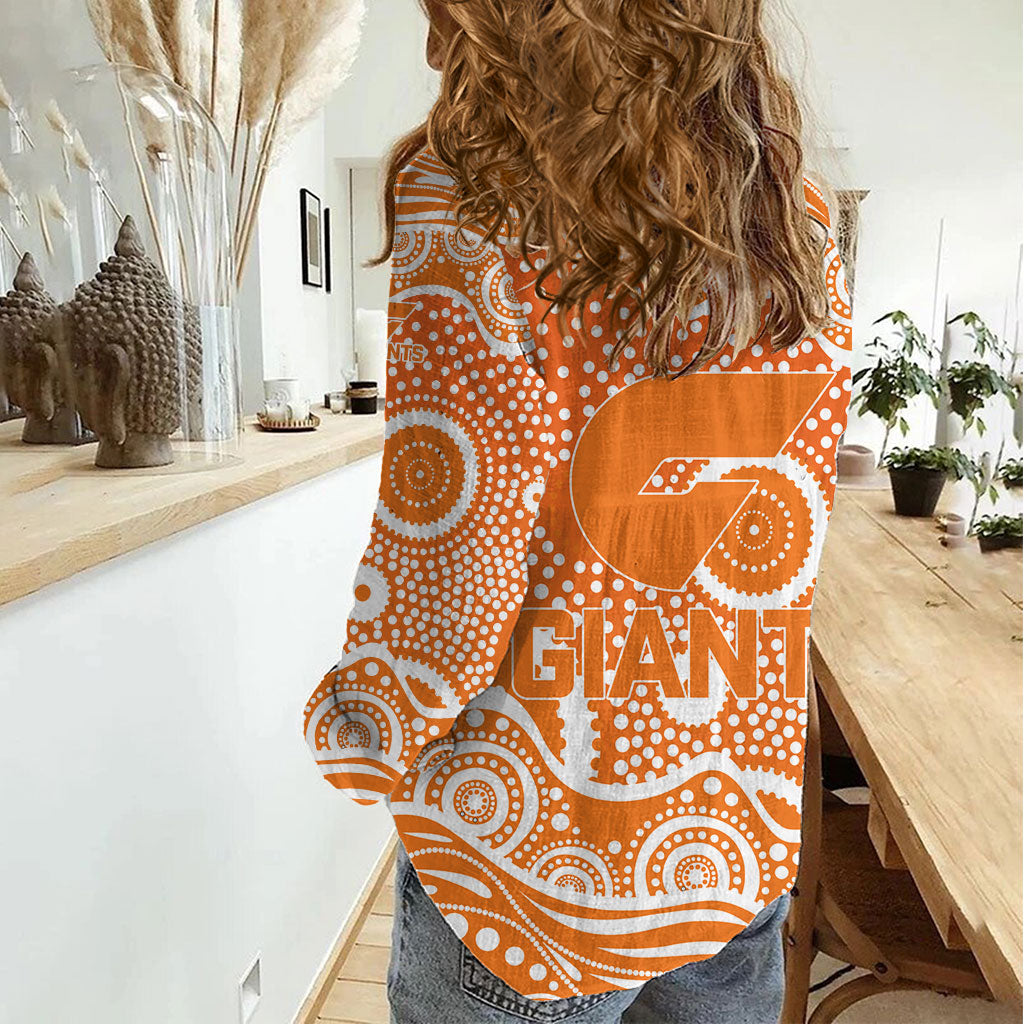 Greater Western Sydney Giants Women Casual Shirt Aboriginal Dot Pattern - Football Mascot Heritage Pride