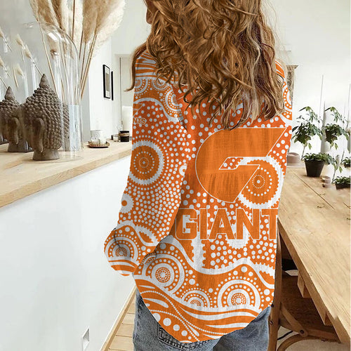 Greater Western Sydney Giants Women Casual Shirt Aboriginal Dot Pattern - Football Mascot Heritage Pride