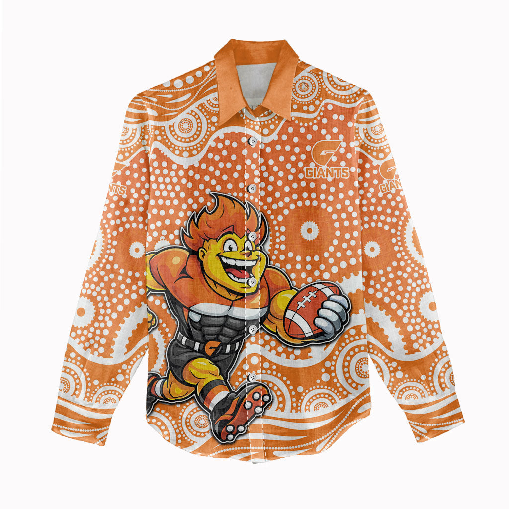 Greater Western Sydney Giants Women Casual Shirt Aboriginal Dot Pattern - Football Mascot Heritage Pride
