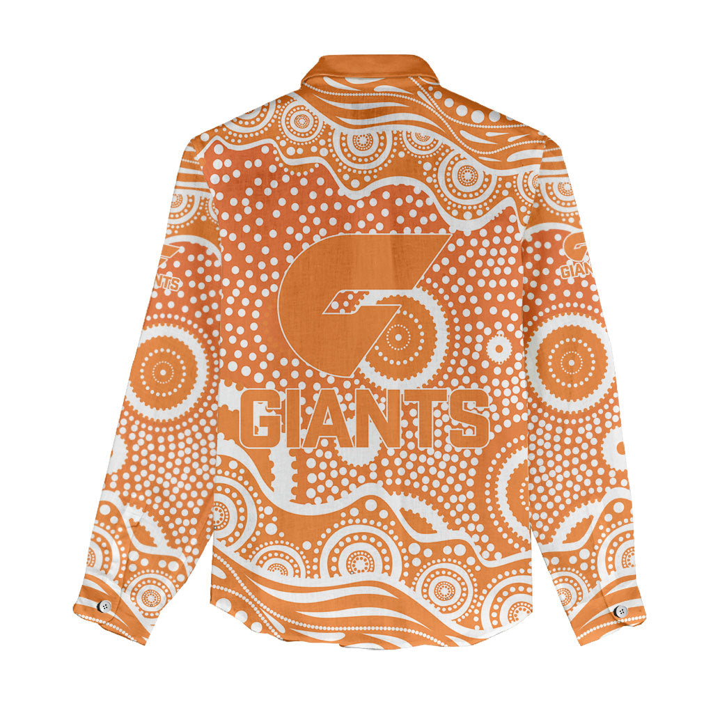 Greater Western Sydney Giants Women Casual Shirt Aboriginal Dot Pattern - Football Mascot Heritage Pride