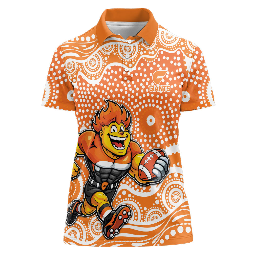 Greater Western Sydney Giants Women Polo Shirt Aboriginal Dot Pattern - Football Mascot Heritage Pride