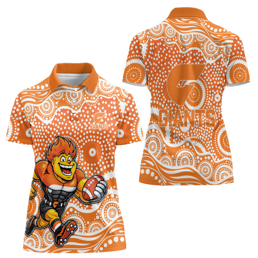 Greater Western Sydney Giants Women Polo Shirt Aboriginal Dot Pattern - Football Mascot Heritage Pride
