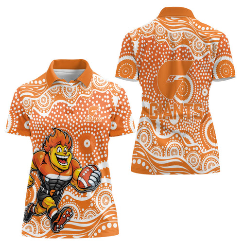 Greater Western Sydney Giants Women Polo Shirt Aboriginal Dot Pattern - Football Mascot Heritage Pride