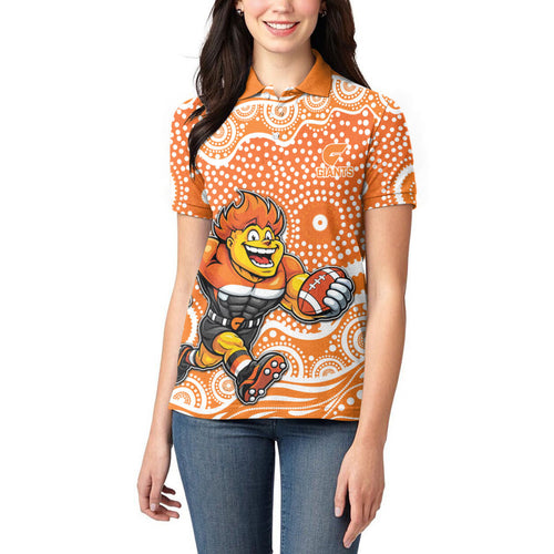 Greater Western Sydney Giants Women Polo Shirt Aboriginal Dot Pattern - Football Mascot Heritage Pride