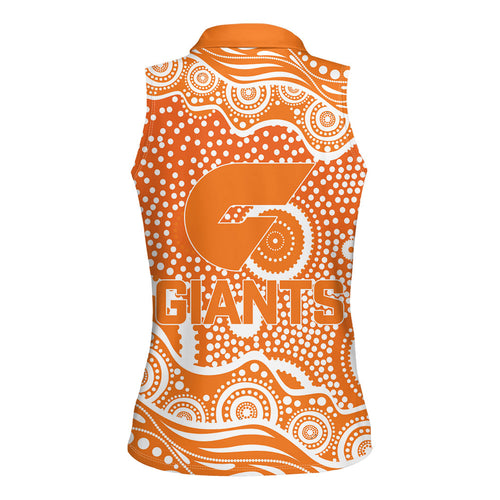 Greater Western Sydney Giants Women Sleeveless Polo Shirt Aboriginal Dot Pattern - Football Mascot Heritage Pride