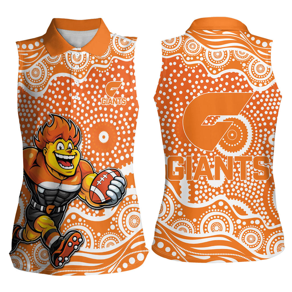 Greater Western Sydney Giants Women Sleeveless Polo Shirt Aboriginal Dot Pattern - Football Mascot Heritage Pride