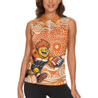Greater Western Sydney Giants Women Sleeveless Polo Shirt Aboriginal Dot Pattern - Football Mascot Heritage Pride