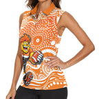 Greater Western Sydney Giants Women Sleeveless Polo Shirt Aboriginal Dot Pattern - Football Mascot Heritage Pride
