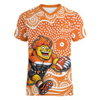 Greater Western Sydney Giants Women V-Neck T-Shirt Aboriginal Dot Pattern - Football Mascot Heritage Pride