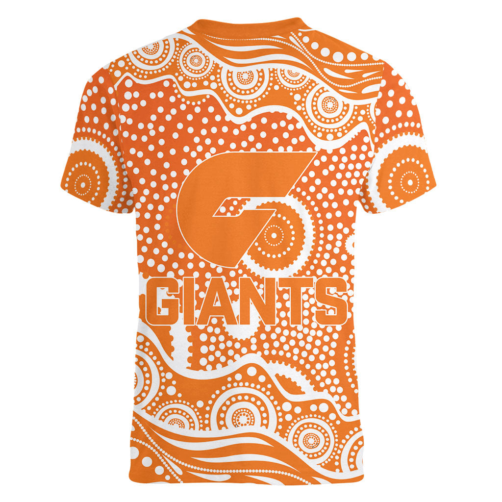 Greater Western Sydney Giants Women V-Neck T-Shirt Aboriginal Dot Pattern - Football Mascot Heritage Pride