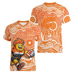 Greater Western Sydney Giants Women V-Neck T-Shirt Aboriginal Dot Pattern - Football Mascot Heritage Pride
