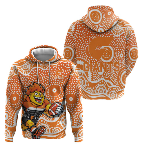 Greater Western Sydney Giants Zip Hoodie Aboriginal Dot Pattern - Football Mascot Heritage Pride