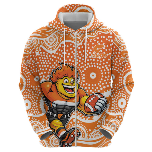 Greater Western Sydney Giants Zip Hoodie Aboriginal Dot Pattern - Football Mascot Heritage Pride