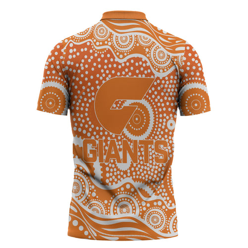 Greater Western Sydney Giants Zipper Polo Shirt Aboriginal Dot Pattern - Football Mascot Heritage Pride