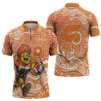 Greater Western Sydney Giants Zipper Polo Shirt Aboriginal Dot Pattern - Football Mascot Heritage Pride