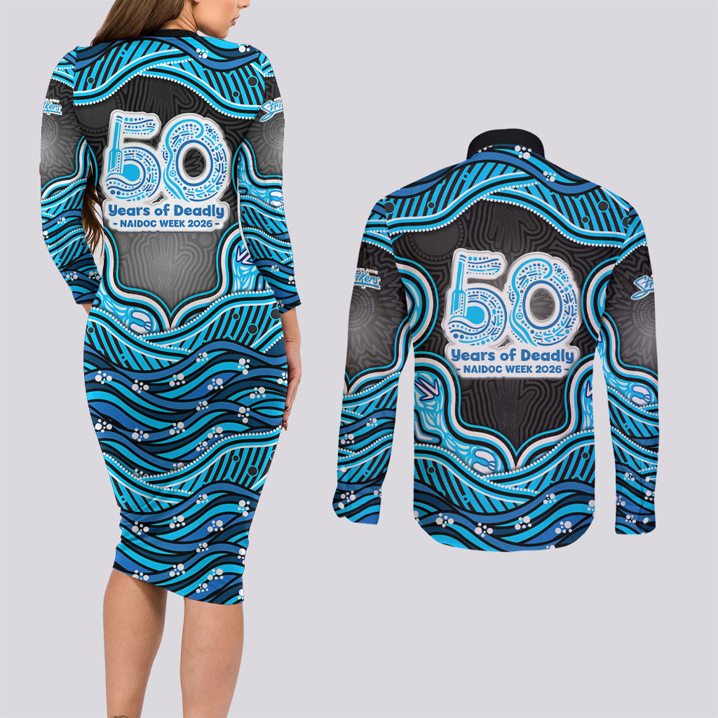 Adelaide Cricket NAIDOC Week 2026 Couples Matching Long Sleeve Bodycon Dress and Long Sleeve Button Shirt Aboriginal Indigenous - 50 Years of Deadly