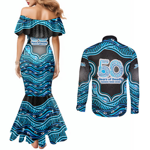 Adelaide Cricket NAIDOC Week 2026 Couples Matching Mermaid Dress and Long Sleeve Button Shirt Aboriginal Indigenous - 50 Years of Deadly