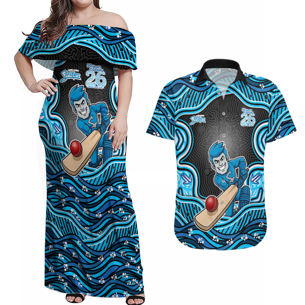 Adelaide Cricket NAIDOC Week 2026 Couples Matching Off Shoulder Maxi Dress and Hawaiian Shirt Aboriginal Indigenous - 50 Years of Deadly