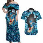 Adelaide Cricket NAIDOC Week 2026 Couples Matching Off Shoulder Maxi Dress and Hawaiian Shirt Aboriginal Indigenous - 50 Years of Deadly