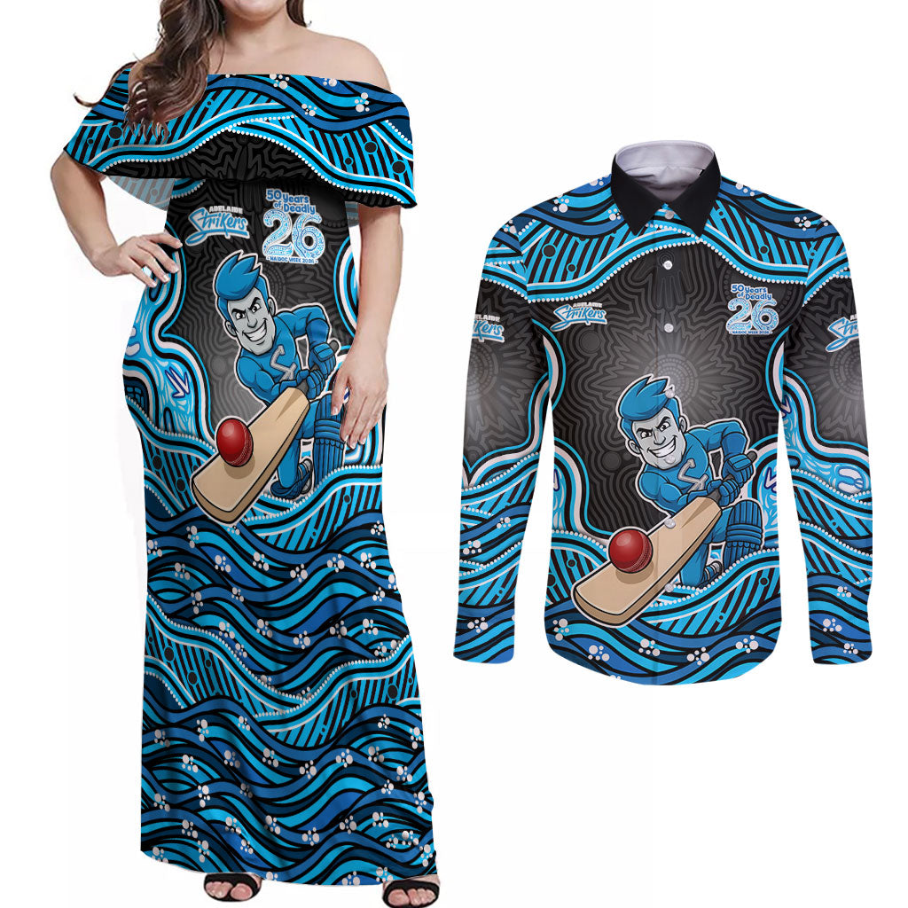 Adelaide Cricket NAIDOC Week 2026 Couples Matching Off Shoulder Maxi Dress and Long Sleeve Button Shirt Aboriginal Indigenous - 50 Years of Deadly