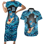 Adelaide Cricket NAIDOC Week 2026 Couples Matching Short Sleeve Bodycon Dress and Hawaiian Shirt Aboriginal Indigenous - 50 Years of Deadly