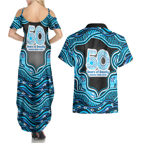 Adelaide Cricket NAIDOC Week 2026 Couples Matching Summer Maxi Dress and Hawaiian Shirt Aboriginal Indigenous - 50 Years of Deadly