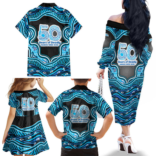 Adelaide Cricket NAIDOC Week 2026 Family Matching Off The Shoulder Long Sleeve Dress and Hawaiian Shirt Aboriginal Indigenous - 50 Years of Deadly