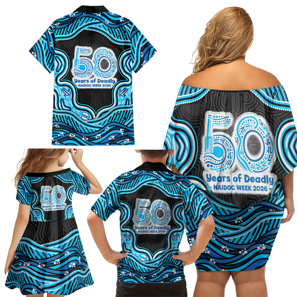 Adelaide Cricket NAIDOC Week 2026 Family Matching Off Shoulder Short Dress and Hawaiian Shirt Aboriginal Indigenous - 50 Years of Deadly