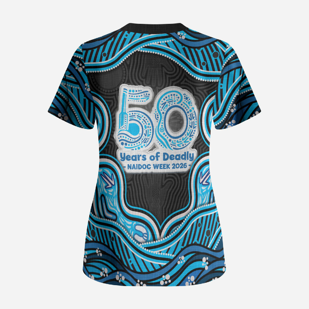 Adelaide Cricket NAIDOC Week 2026 Scrub Top Aboriginal Indigenous - 50 Years of Deadly