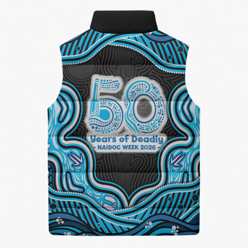 Adelaide Cricket NAIDOC Week 2026 Sleeveless Puffer Jacket Aboriginal Indigenous - 50 Years of Deadly