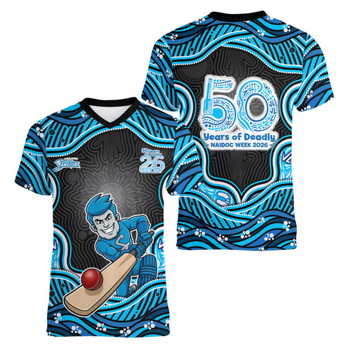 Adelaide Cricket NAIDOC Week 2026 Women V-Neck T-Shirt Aboriginal Indigenous - 50 Years of Deadly