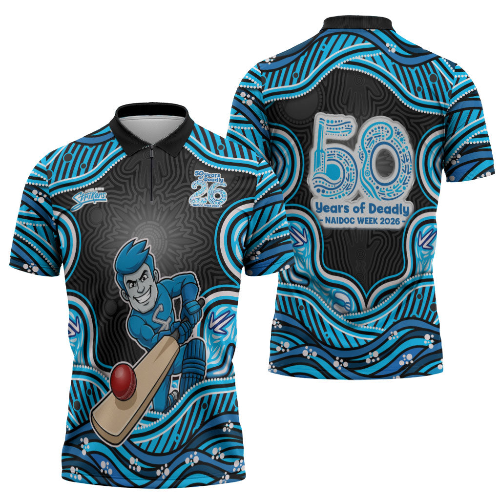Adelaide Cricket NAIDOC Week 2026 Zipper Polo Shirt Aboriginal Indigenous - 50 Years of Deadly