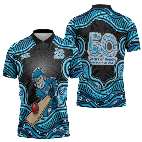Adelaide Cricket NAIDOC Week 2026 Zipper Polo Shirt Aboriginal Indigenous - 50 Years of Deadly
