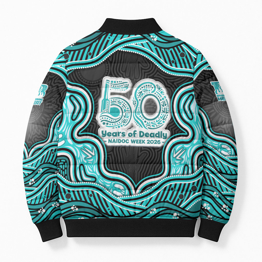 Brisbane Heat NAIDOC Week 2026 Bomber Puffer Jacket Aboriginal Indigenous - 50 Years of Deadly