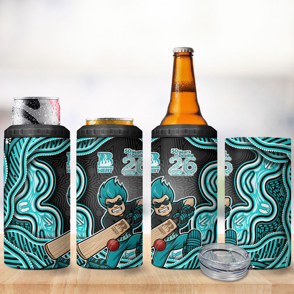 Brisbane Heat NAIDOC Week 2026 4 in 1 Can Cooler Tumbler Aboriginal Indigenous - 50 Years of Deadly