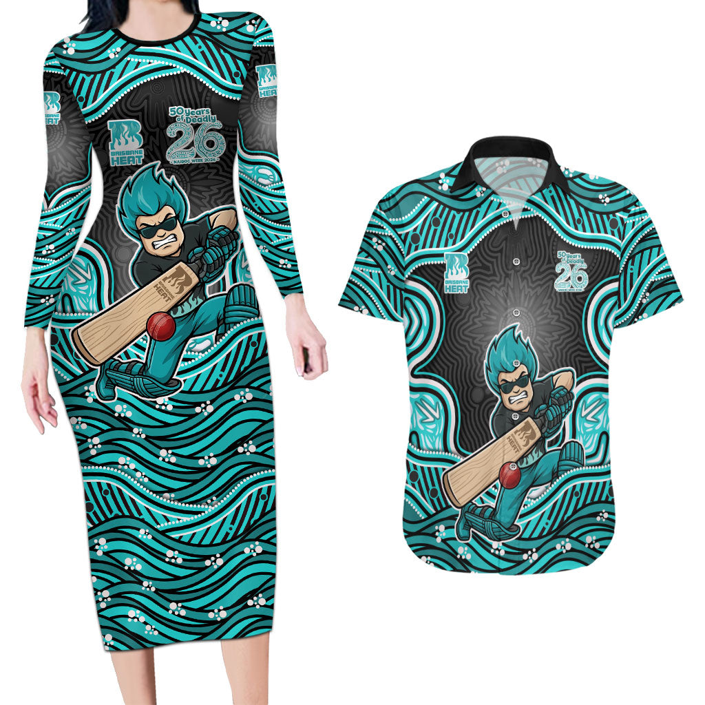 Brisbane Heat NAIDOC Week 2026 Couples Matching Long Sleeve Bodycon Dress and Hawaiian Shirt Aboriginal Indigenous - 50 Years of Deadly