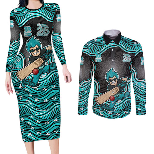 Brisbane Heat NAIDOC Week 2026 Couples Matching Long Sleeve Bodycon Dress and Long Sleeve Button Shirt Aboriginal Indigenous - 50 Years of Deadly