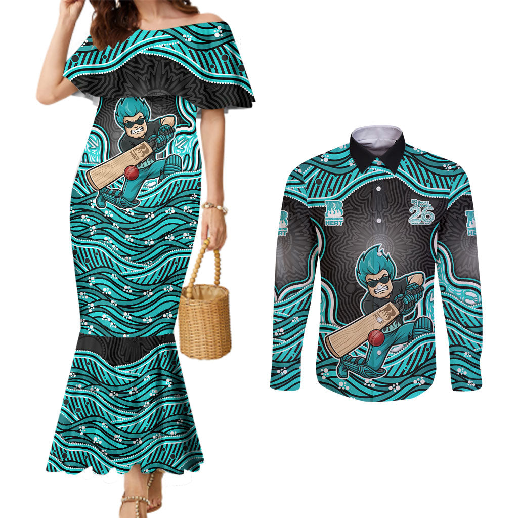 Brisbane Heat NAIDOC Week 2026 Couples Matching Mermaid Dress and Long Sleeve Button Shirt Aboriginal Indigenous - 50 Years of Deadly